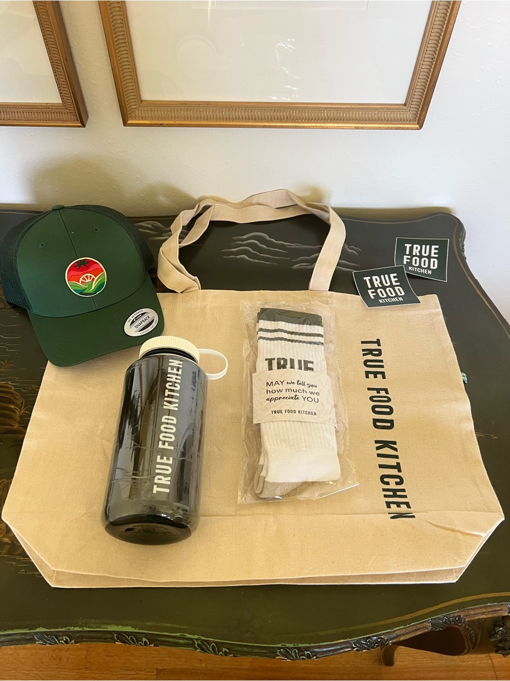 True Food Kitchen Gift Bundle (Hat, Water Bottle, Tote Bag, Stickers, & Socks)